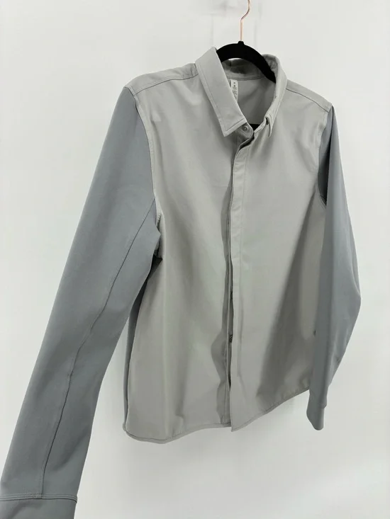 Lululemon Men's Heavyweight Button Down Short Minimalist Two Tone Grey - Picture 5 of 11